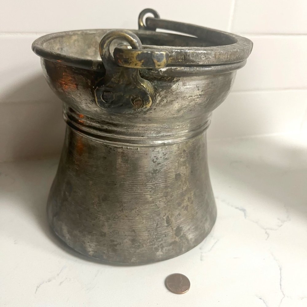 Antique Anatolian Solid Copper Bakrac (Ayran pot/bucket)